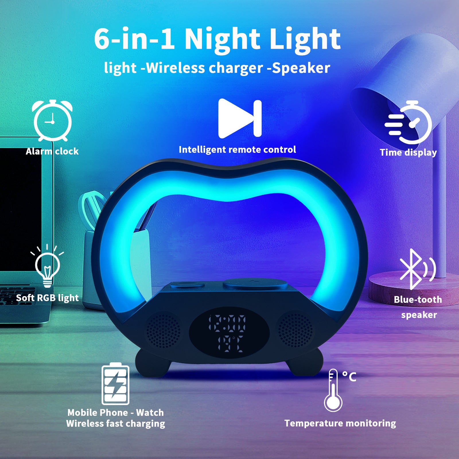 Ultimate 6-in-1 Smart Night Light & Bluetooth Speaker